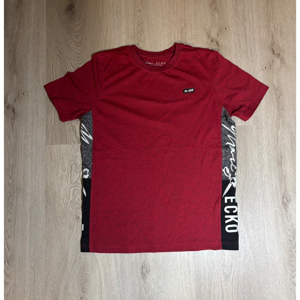 Marc Ecko T Shirt Mens Size S Red Heathered Graphic Logo Bold Statement
